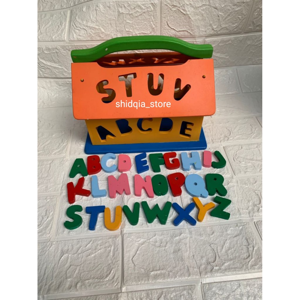 Rumah Sortasi Shape Puzzle Balok Kayu Mainan Edukasi Anak Mainan Montessori- Wooden Block - APE PAUD