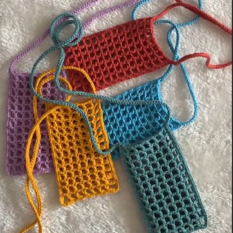 pouch HandPhone slingbag hp Crochet tas kecil untuk handphone lucu