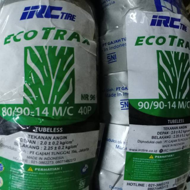 Paket Ban Tubeless IRC EcoTrax uk 80/90-14 &amp; 90/90-14 beat/vario/mio J/m3/scoopy/series