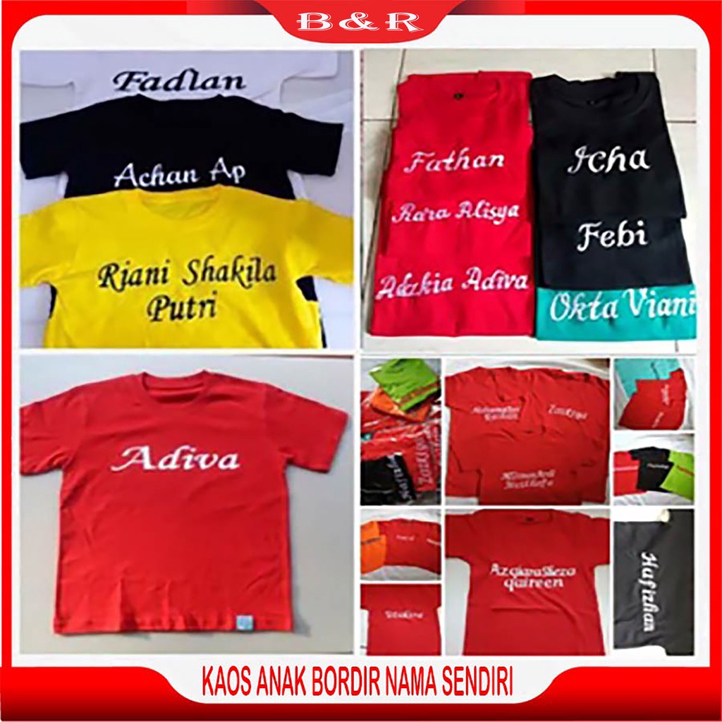 Kaos anak gratis BORDIR NAMA lengan pendek bahan katun halus 30s