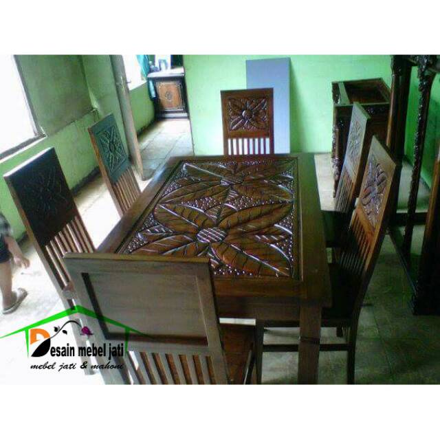 Kursi & Meja makan minimalis 6 kursi furniture jati jepara