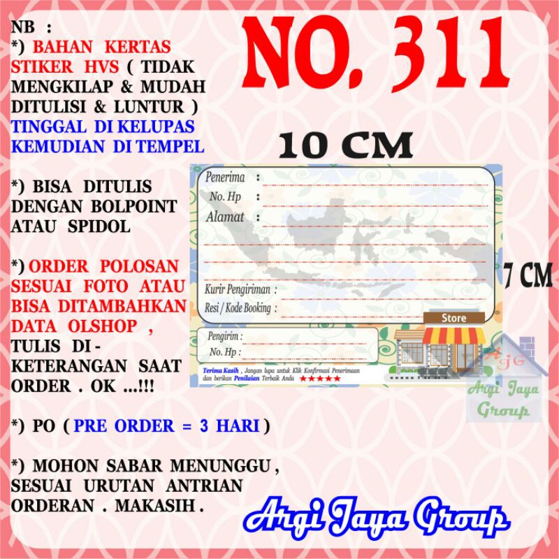 

Stiker HVS - Stiker Pengiriman - Sticker Alamat Olshop Murah Nomer 311-10x7cm