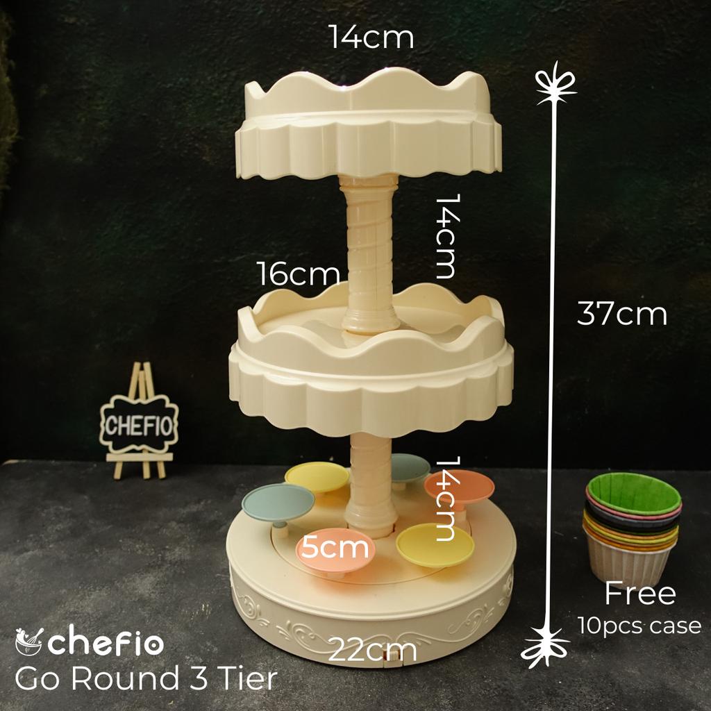 Go Round Rotating Table Meja CupCake Putar Meja Display Sushi Dessert