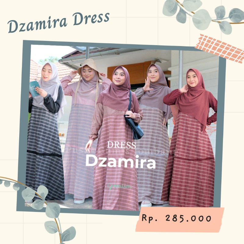 BAJU GAMIS DRESS DZAMIRA DRESS BY GREENISM REMAJA WAJITA MUSLIM MUSLIMAH SYARI PREMIUM ORIGINAL BRAN