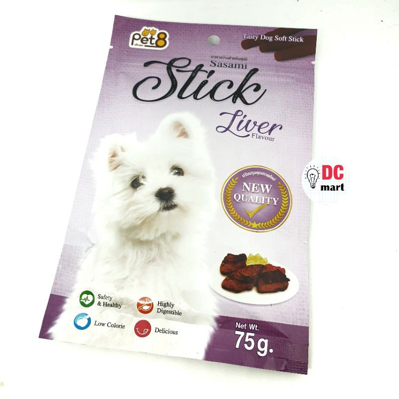 PET8-SASAMI STICK 75 Gr Real Meat Dog Snack / Camilan Snack Favorit Anjing