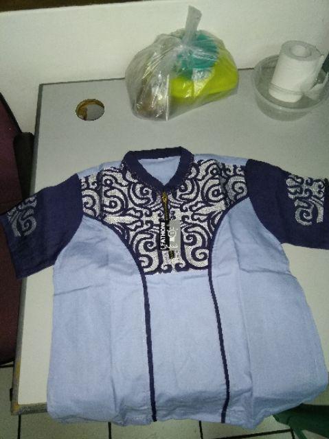 Koko Couple Ayah Anak Navy Biru Muda Batik