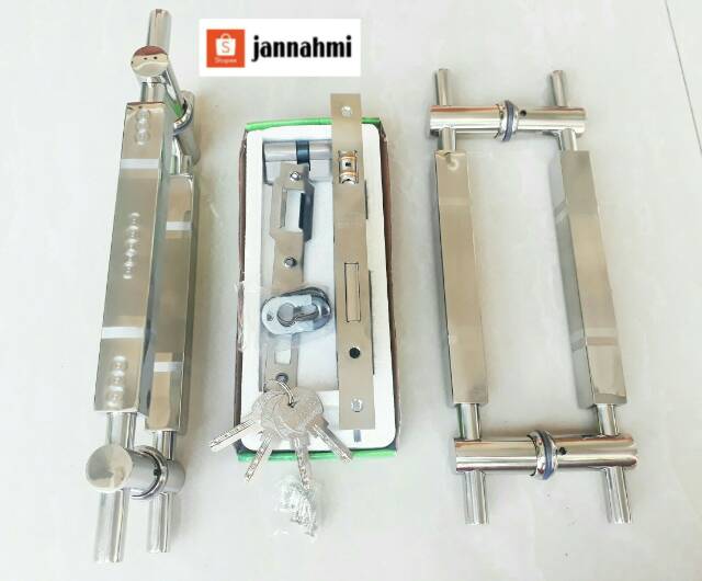 2 Set handle pintu ss tusuk baut tembus + 1 set body pelor kunci