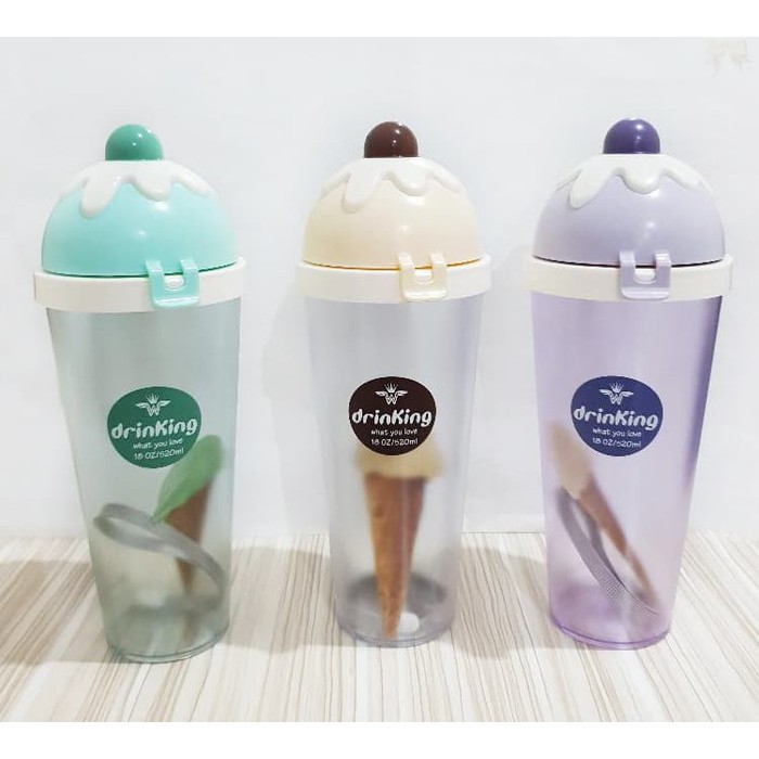 Botol Minum Ice Cream / Gelas Cup Es krim 520 ml Unik Lucu Mengemaskan M G