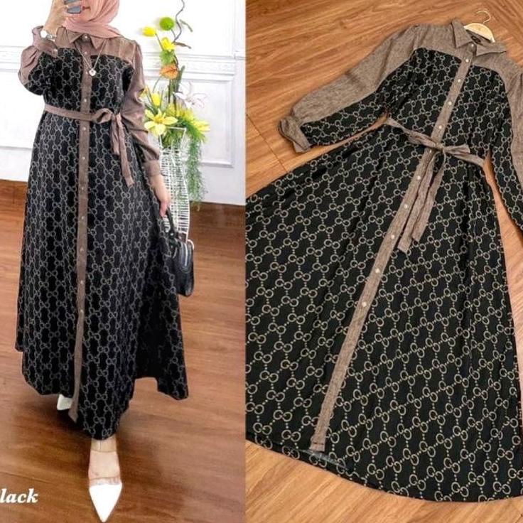 Oke Price.. GAMIS RAYON PREMIUM/DRESS RAYON MOTIF GUCCI KANCING DEPAN/DRESS RAYON TERBARU/GAMIS RAYO