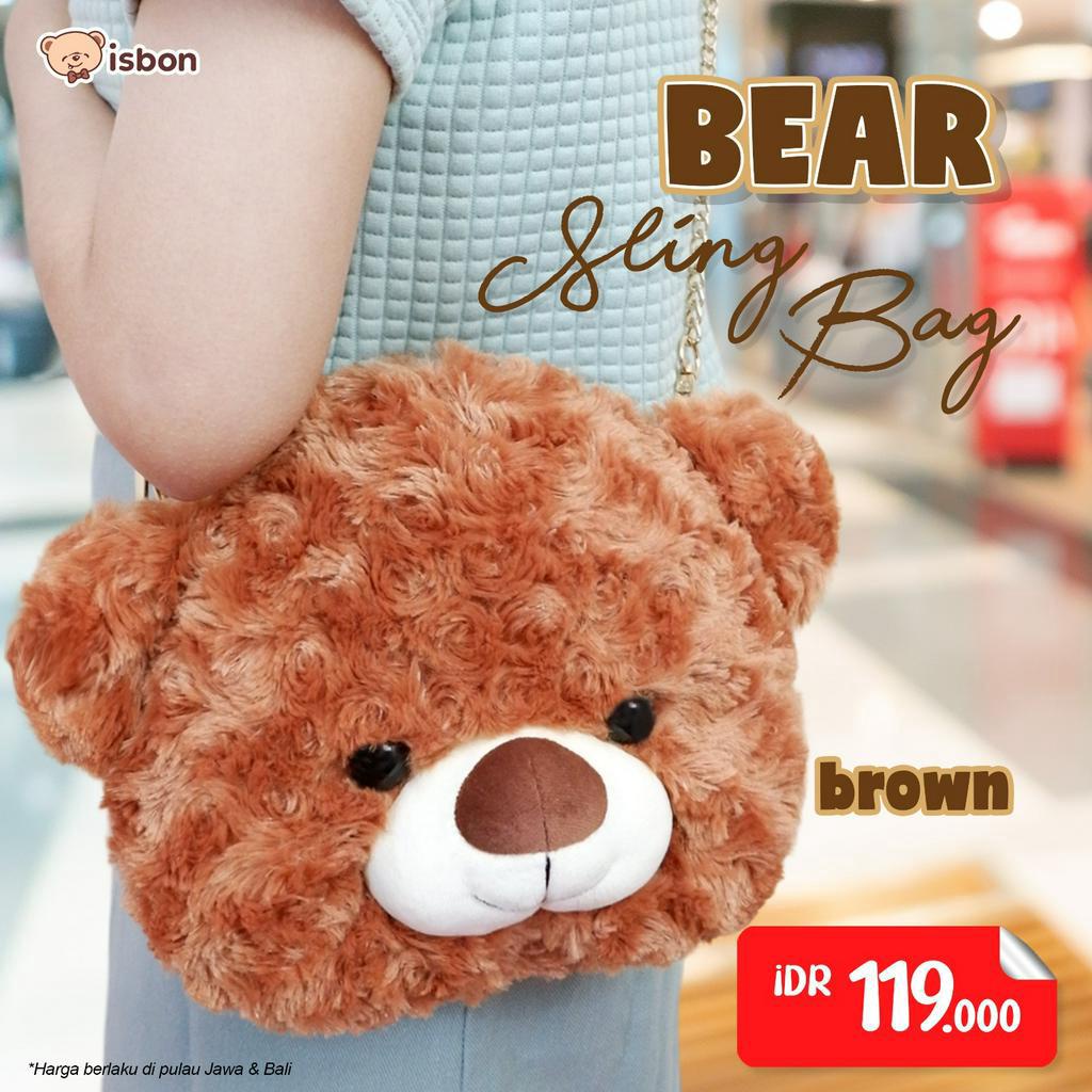 ISTANA BONEKA Tas Sling Bag Bear Karakter Beruang Cokelat Lucu Bahan Premium