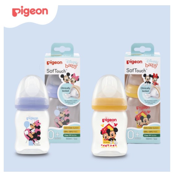 Pigeon Botol PP Wide Neck 160ml Mickey W/P-Plus Nipple - Botol Susu