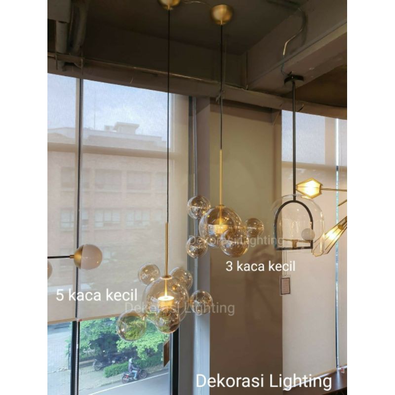 Lampu Gantung Gold Kaca Bulat Ruang Tamu Kamar Tidur