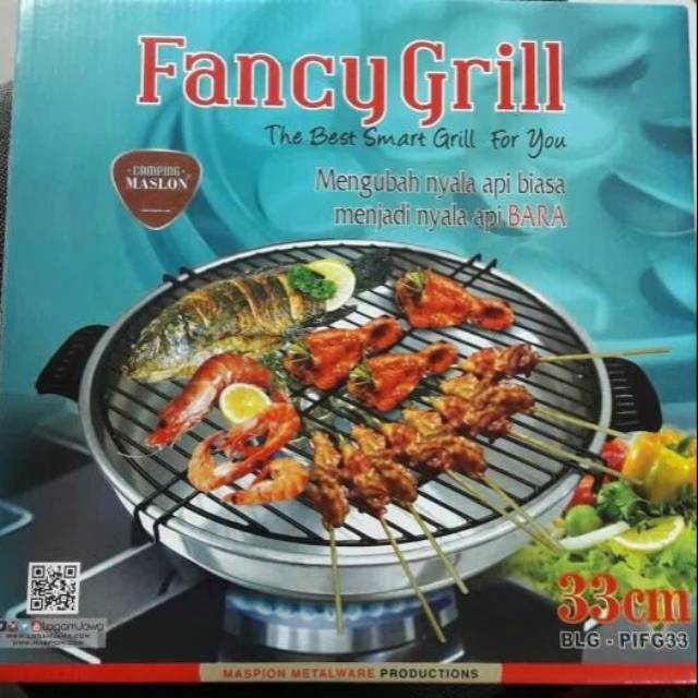 Maspion fancy grill pemanggang sate ayam ikan daging sosis BBQ panggangan serbagunao