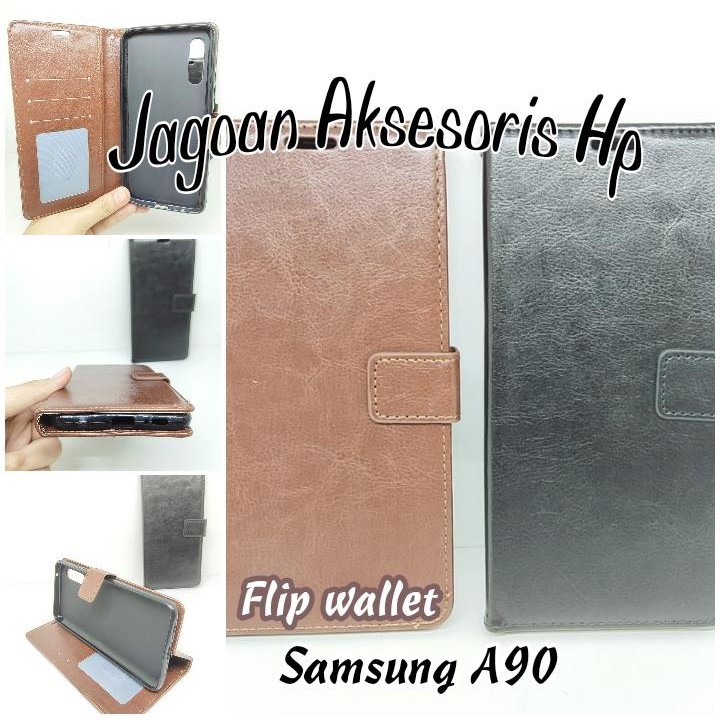 Flip Wallet Samsung A90 A908B 6.7 inchi Flip Cover Leather Sarung HP Kulit