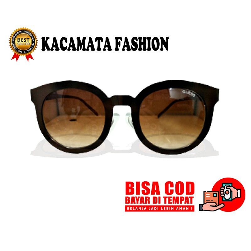 COD kacamata oval korean fashion wanita pria coklat transparan sunglasses unisex