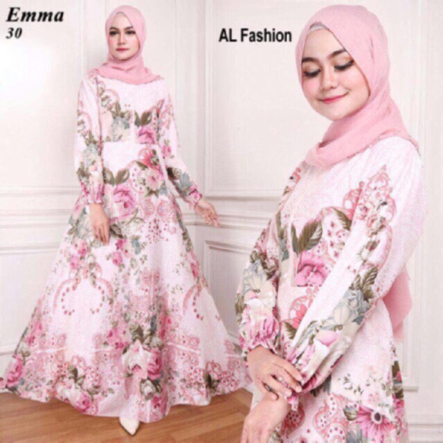AB Agen Baju Official shop - maxi emma gamis bahan mirip katun jepang maxi dress jumbo fit to xl