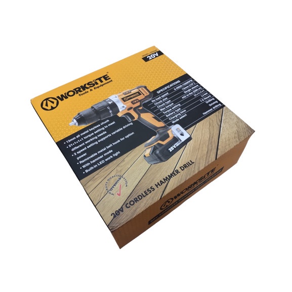 MESIN BOR CORDLESS HAMMER 20V WORKSITE CD334H/Mesin Bor Baterai Tangan Cordless Hammer Drill 13mm Portable Model Nrt BERKUALITAS