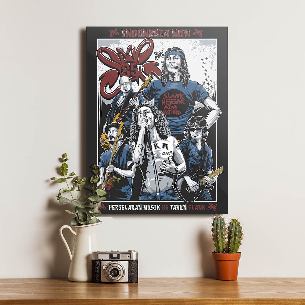 Slank Poster Kayu 35 Tahun Band Musik Indonesia Dekorasi Hiasan Dinding