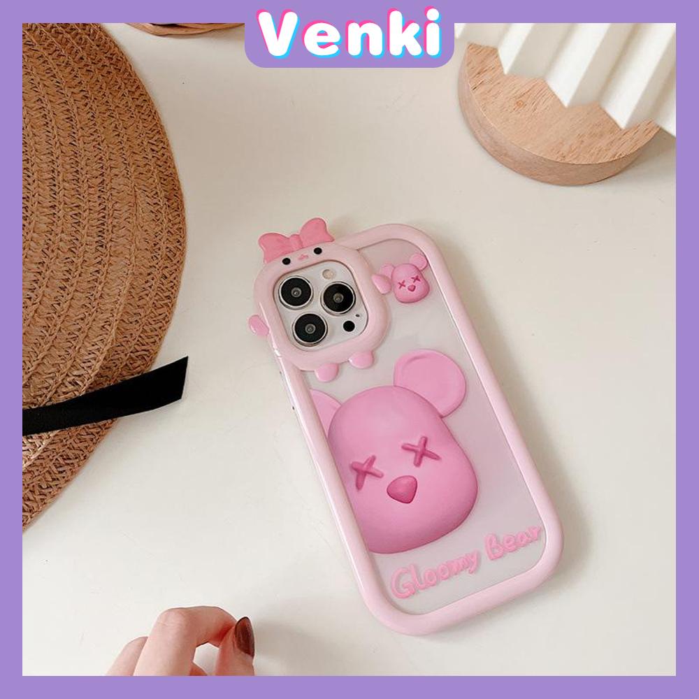 iPhone Case Silicone Soft Case Clear Case Airbag Shockproof Protection Camera Shiny Feel Pink Bear Cartoon Compatible For iPhone 11 Pro Max 13 Pro Max 12 Pro Max 7Plus xr XS Max