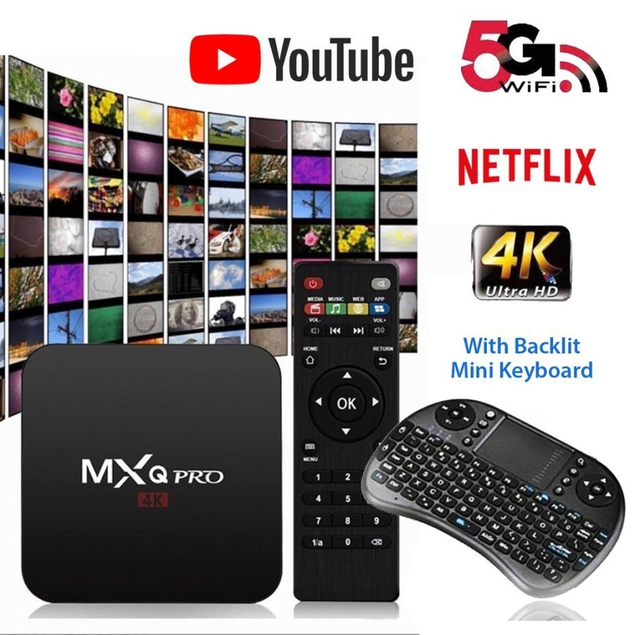 TV box android MXQ Pro 5G 4K Smart android TV box MQX - 2G+16G plus i8