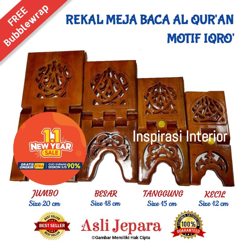 

Rekal Rehal Meja Al Quran Motif Iqro' Jati Jepara