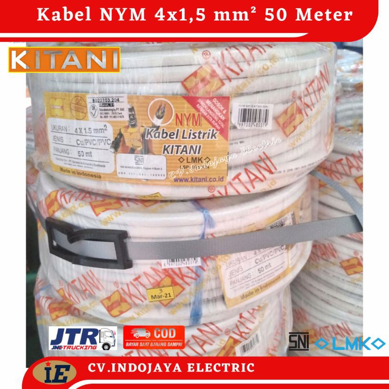 Kabel NYM 4x1,5 mm² Kitani Kabel Panjang 50 Meter Kabel Listrik Kawat