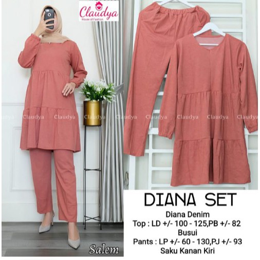 Baju setelan training terbaru/ diana set/bahan  denim HQ/ murah adem tebal