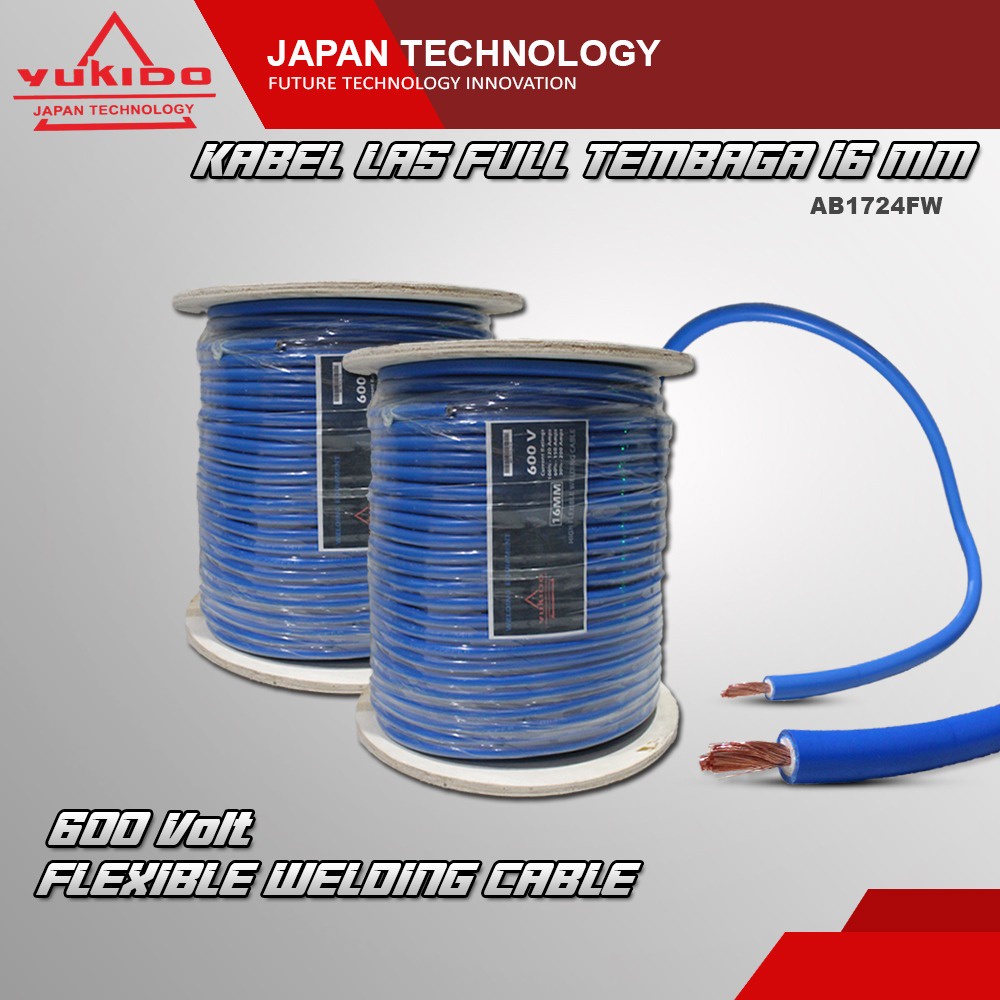 TERMURAH !!! YUKIDO Kabel Las Full Tembaga 16mm Super Flexible Ecer Per Meter