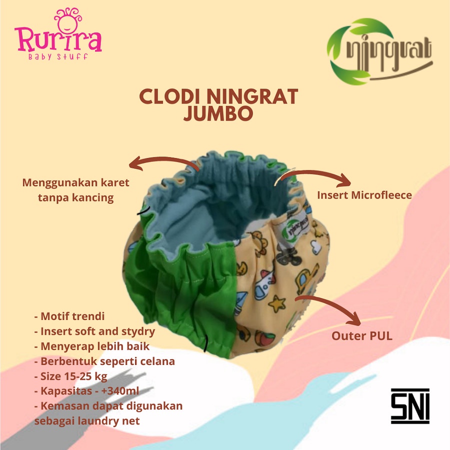 Clodi Ningrat Aio Reguler BB 5-17 Kg  Motif Polos Clodi Kain Cuci Ulang