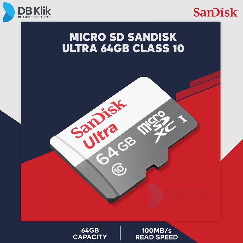 Micro SD SANDISK Ultra 64GB Class 10 100MB/s - Memory Sandisk 64GB