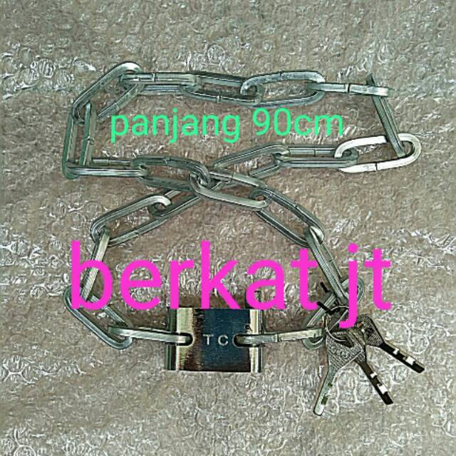 GEMBOK RANTAI / RANTAI GEMBOK PJG 90cm/rantai plus gembok/rantai gembok