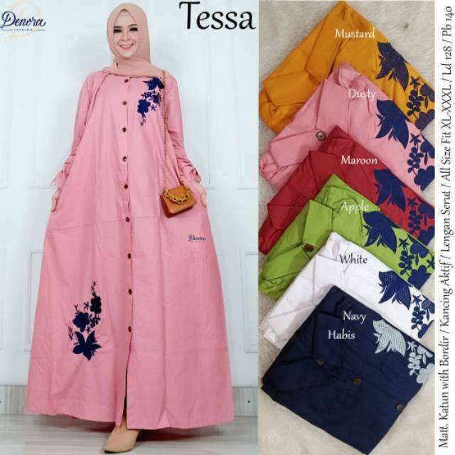 RESTOCK GAMIS TESSA  DENORA  JUMBO XXXL NADIRA MAXY REMPLAY MAXY GAMIS SUSUN KATUN BORDIR