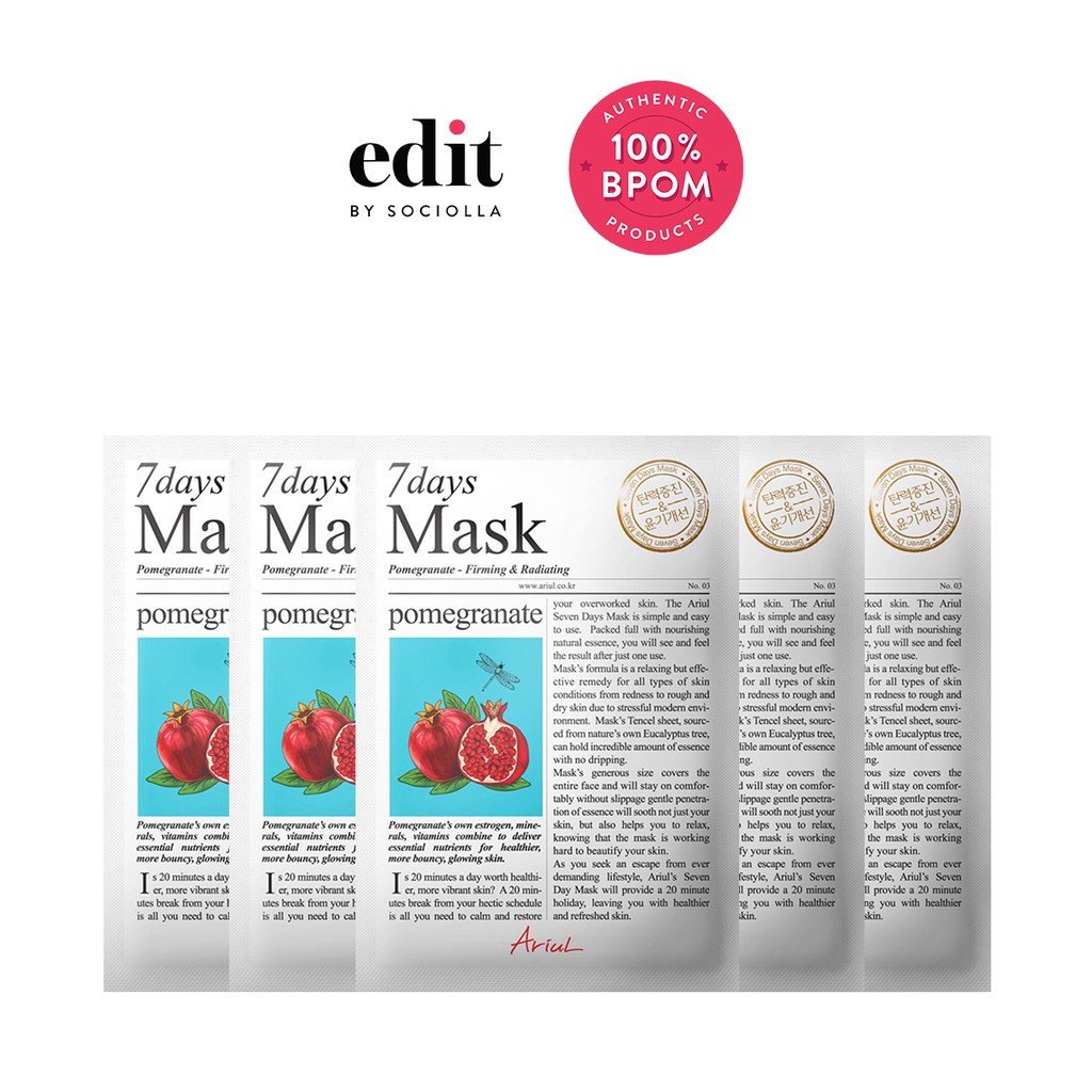

Ariul Set of 5 - 7Days Mask Pomegranate - Edit by Sociolla