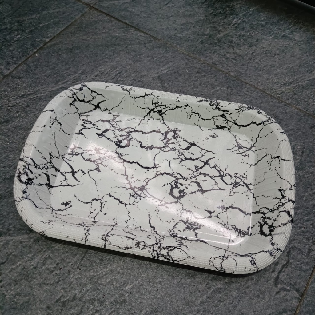 Nampan Plastik Motif Marble Large Tinggi 877