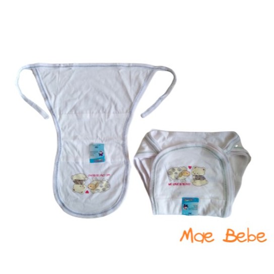 Baby Mocha Popok Tali Bayi Putih List Sablon Popok Kain Isi 6 Pcs