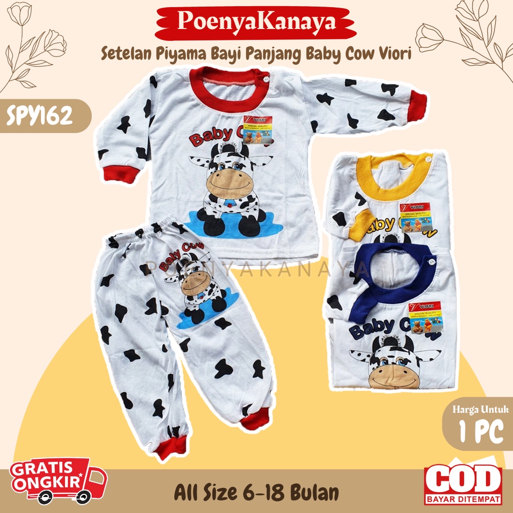 Setelan Baju Bayi Piyama Bayi Panjang BABY COW Viori Size 6-18 Bulan SPY162