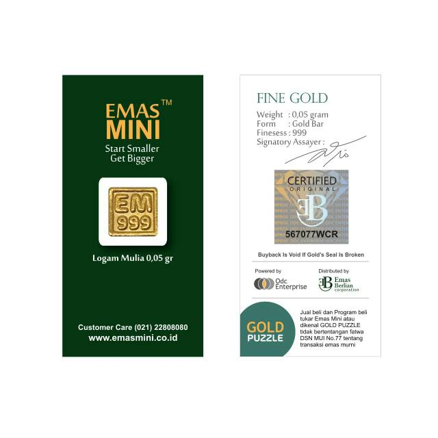 ACC DISTRIBUTOR RESMI EM 0,05 GR/FINE GOLD/LOGAM MULIA/ANTAM/EMAS MINI