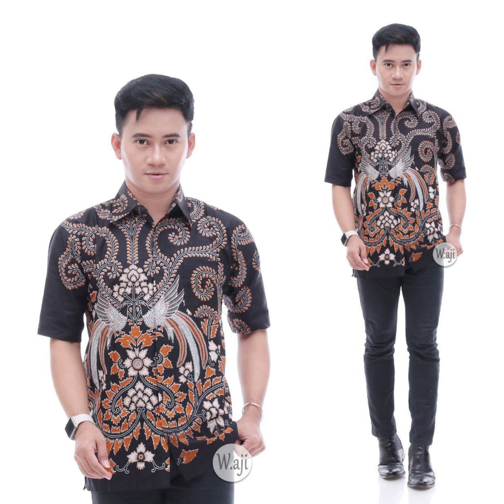 baju hem pria lengan pendek reguler