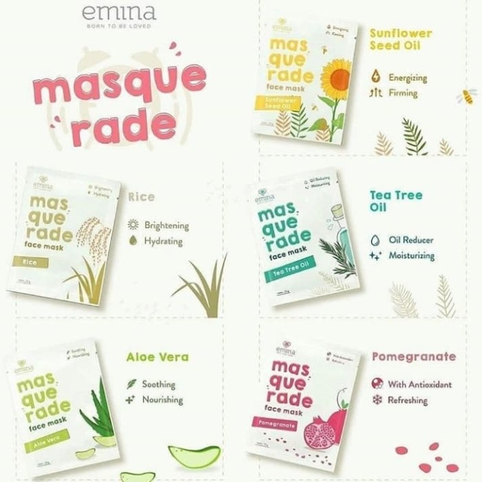 Emina Masquerade Face Mask/emina face mask/masker wajah emina/Sheet Mask/Emina