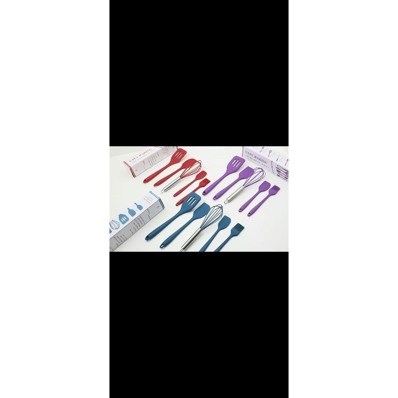 Spatula Sillicon Set isi 5pc / Spatula Set Murah / Easy Baking isi 5pc / Perlengakapan Kue