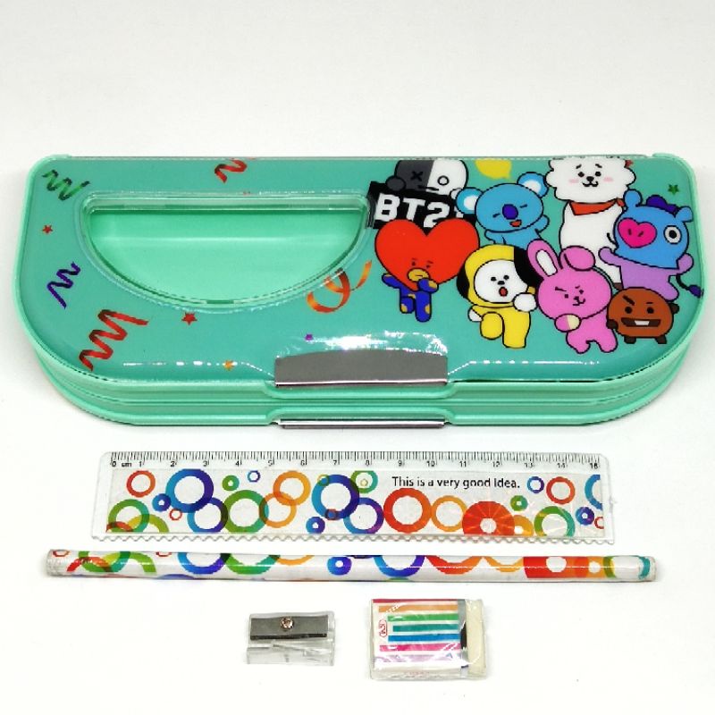 

Tempat Pensil Anak PREMIUM SET ALAT TULIS 2 SISI Magnet Karakter BTS BT21 HJ