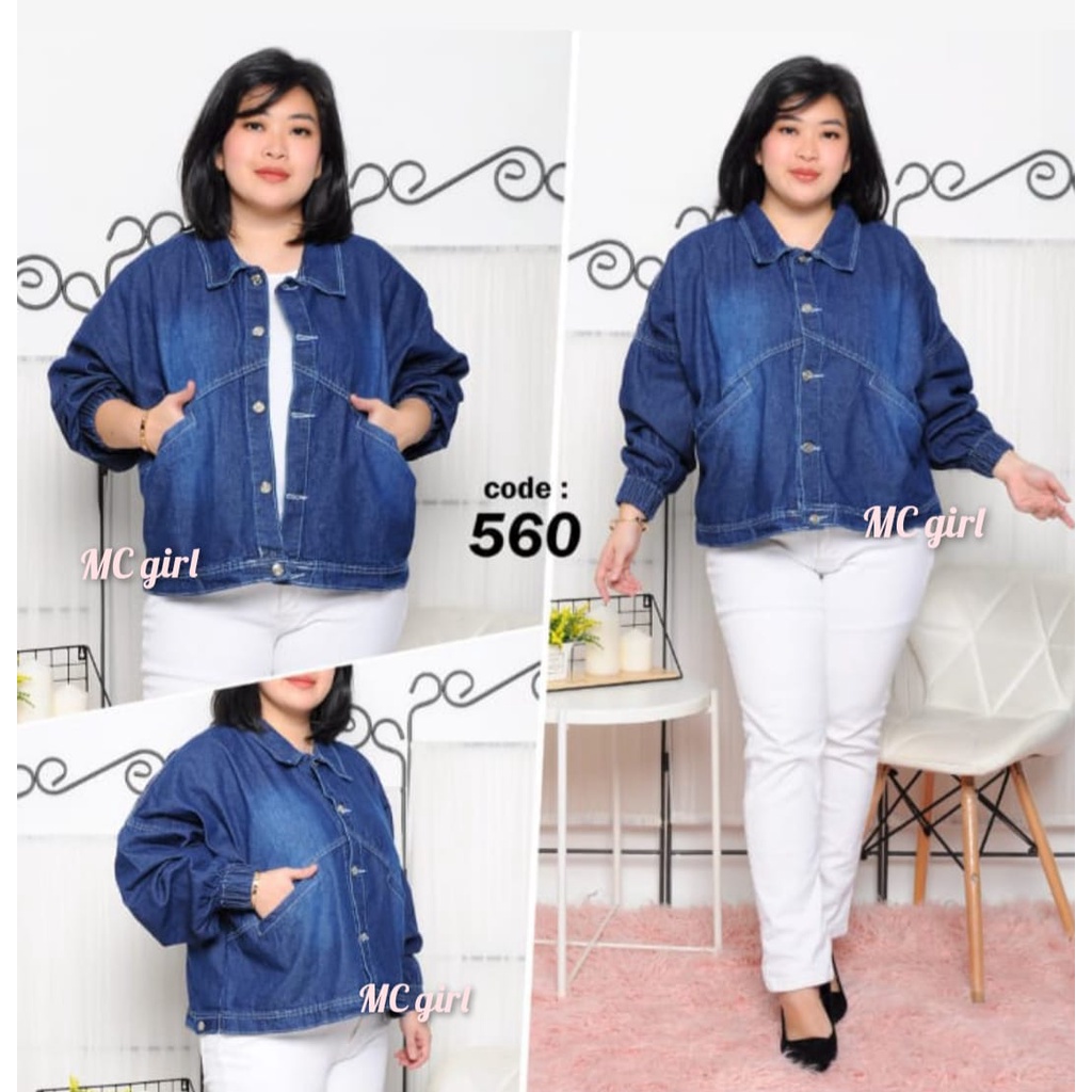 MC girl - Jaket Jeans Oversize Tangan Karet Wanita / Jacket Denim Over Size Jumbo / Jaket Lepis Super Jumbo / Vintage Baggy Oversized Denim Jacket / All Size