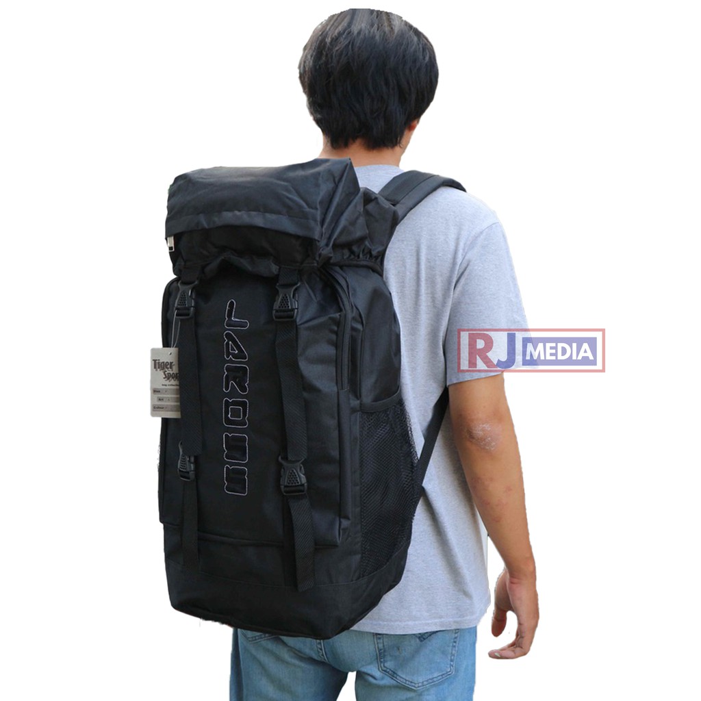 Ransel Gunung LAROS Warna Hitam Carrier Hiking Traveling Mudik Berkualitas Kuat Nyaman Di Punggung Bahan Tebal Kuat Awet Stylish Simpel