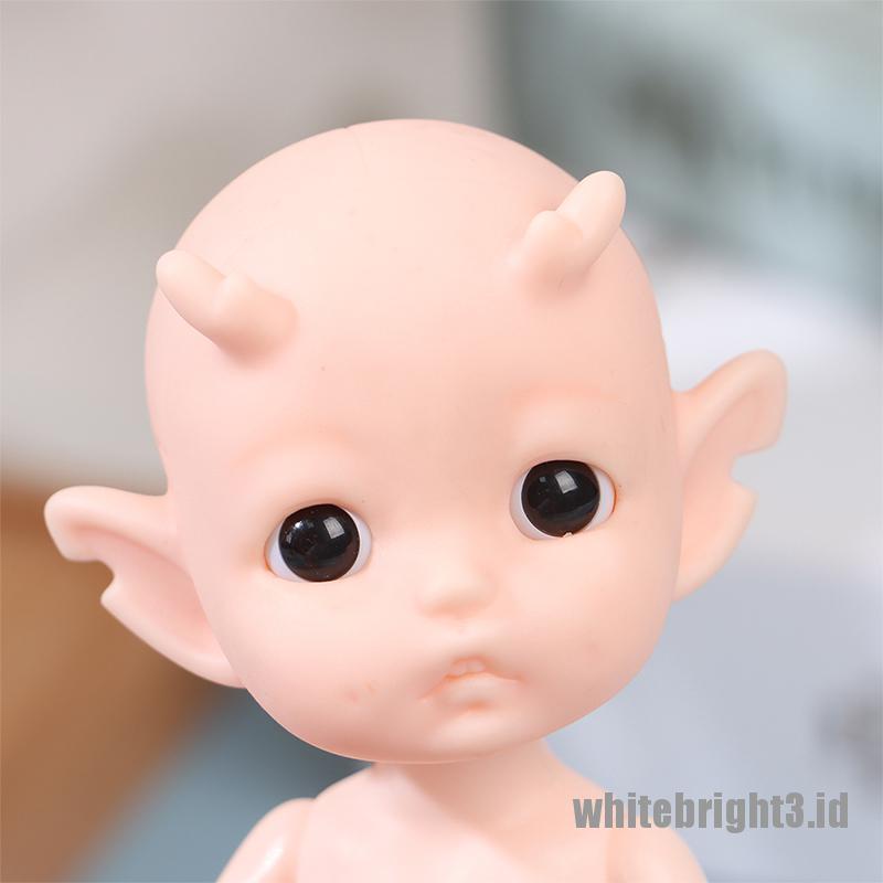 (white3) Mainan Boneka BJD Elves Horned 13 Sendi Dapat Bergerak Ukuran 16cm Diy