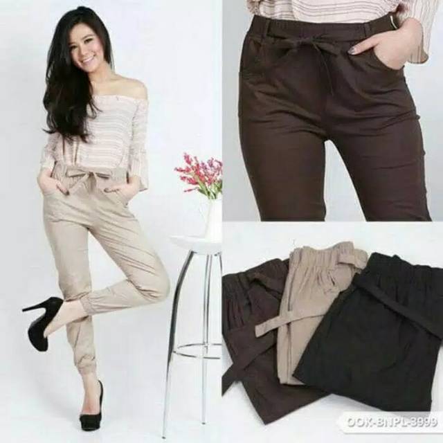 Celana Joger Strit Jogger Pants Cotton Stretch Pita Katun Poplin Wanita Allsize Besar Standar Jumbo