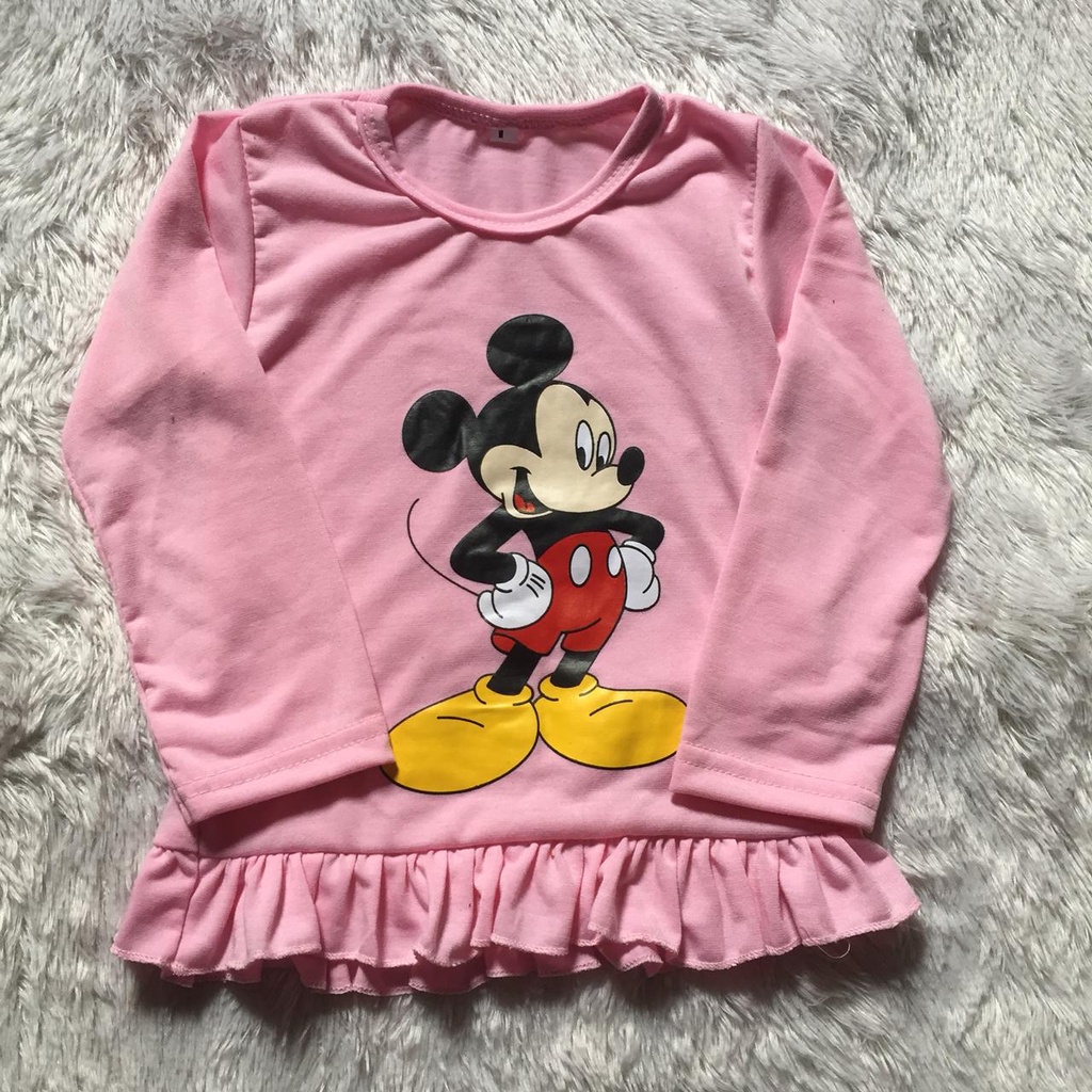 VISION ONLINE-BAJU KAOS MICKEY MOUSE ANAK PEREMPUAN KOREA LUCU 1-3 TAHUN MURAH LENGAN PANJANG KOREAN