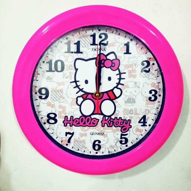 GRATIS BUBBLE WRAP + DUS - Jam Dinding Hello Kitty / HK 102 / Diameter 30 cm / Wall Clock [750 GRAM]