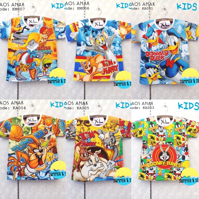 READY STOCK KAOS ANAK LUCU BAJU ANAK MURAH KARAKTER GROSIR ECER