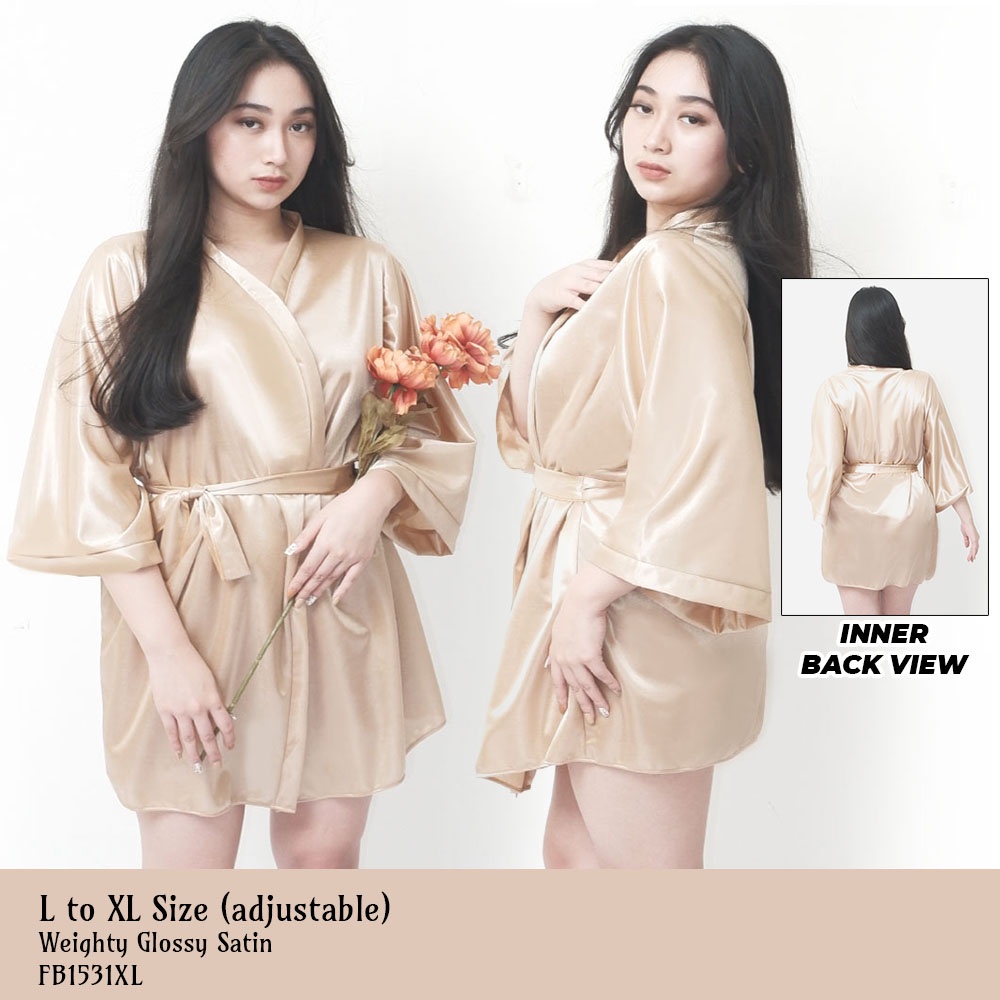 wedding kimono bridesmaid satin LGKIM_XL gold big size jumbo