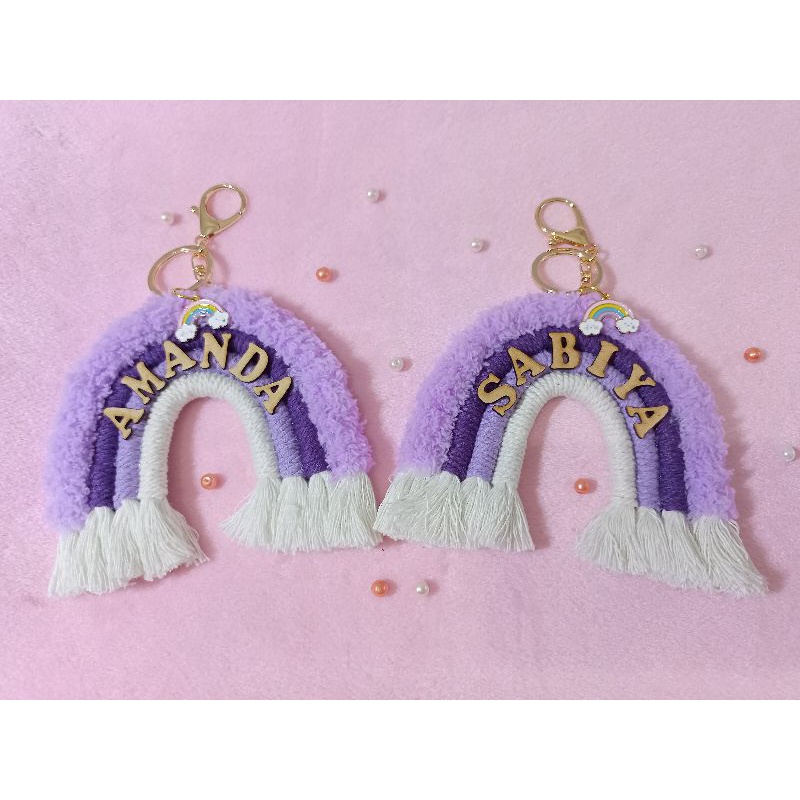 GANTUNGAN KUNCI PREMIUM| RAINBOW MAKRAME | KEY CHAIN| GANTUNGAN MOBIL PELANGI